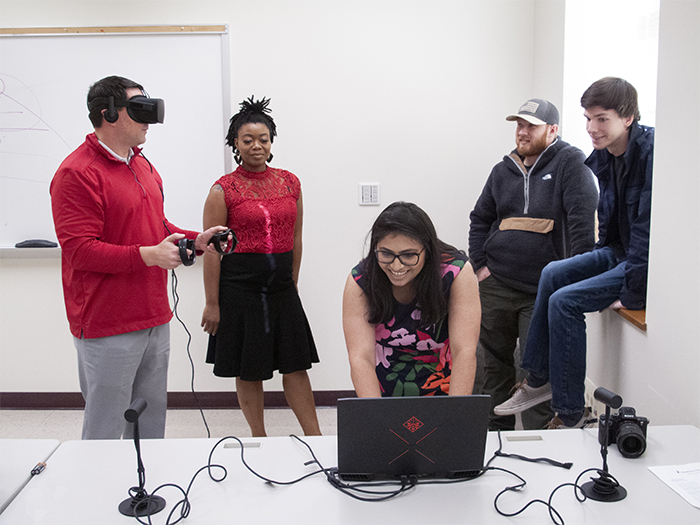 Computer science students test a new VR project