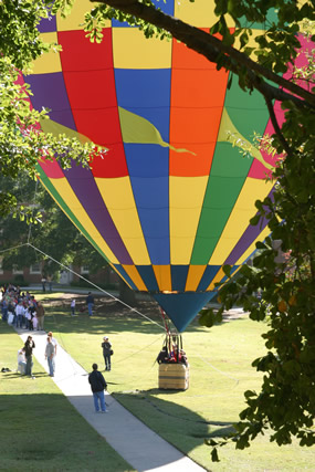 The hot air balloon is an annual feature of Homecoming festivities.