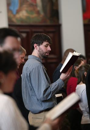 Singing in a chapel service