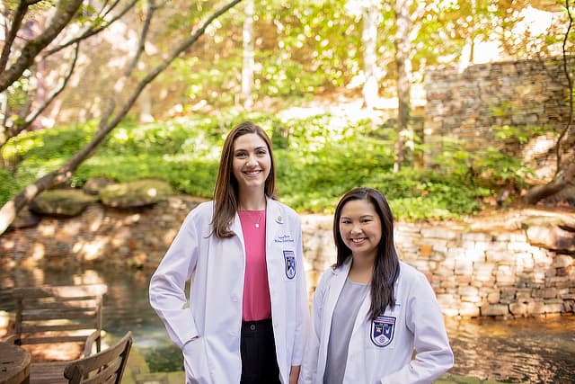Two female pharmacy students