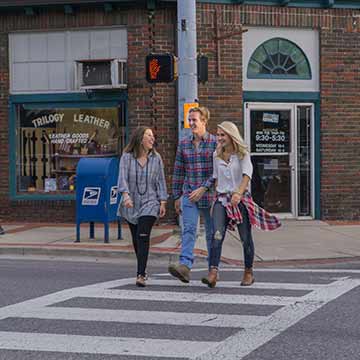 Students crossing Homewood street