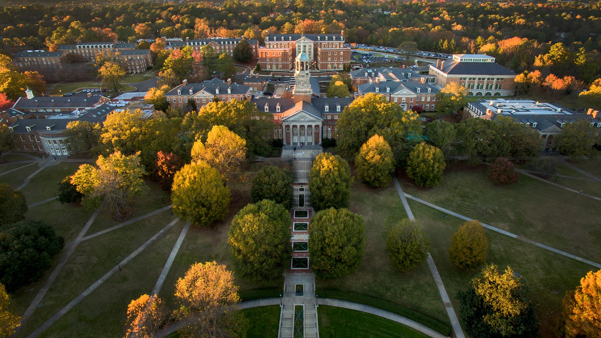 Samford campus from a drone