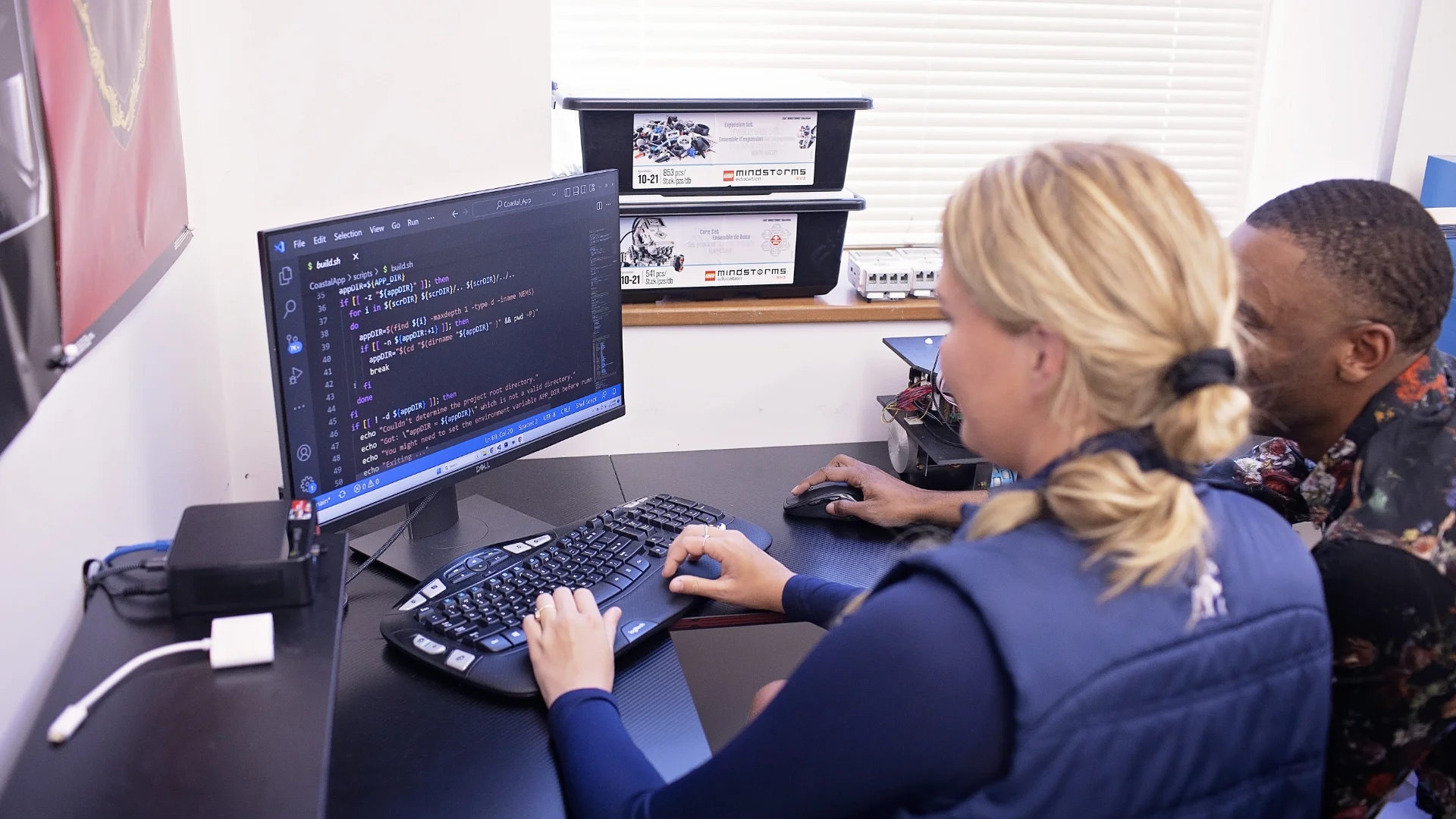 students writing a program