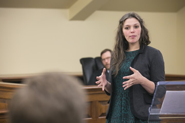 Female student in mock trial