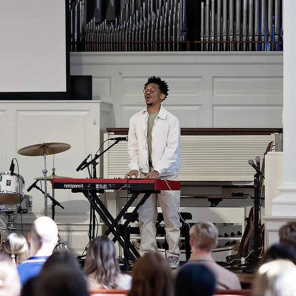 student playing the keyboard