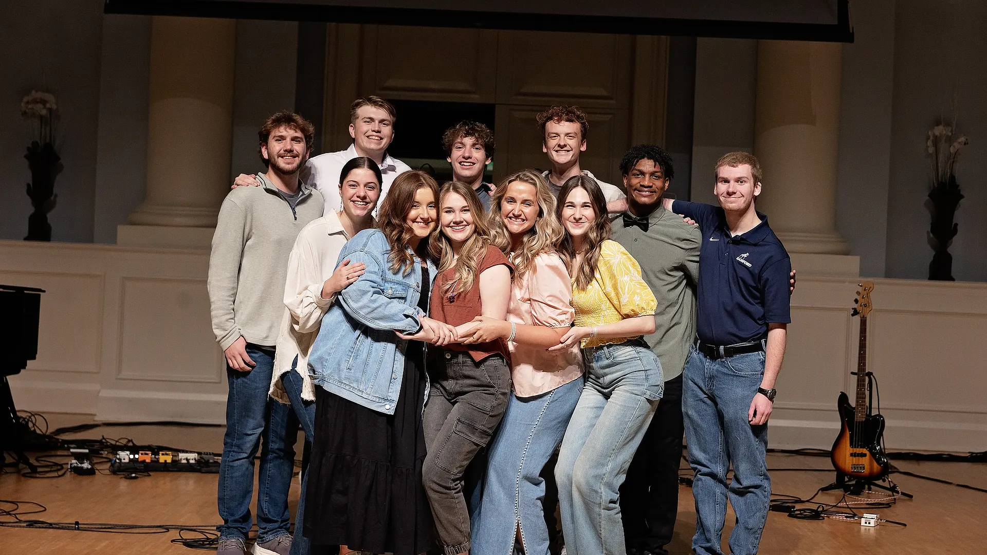 group of students on stage