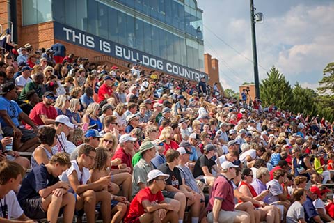 Students at a home football game