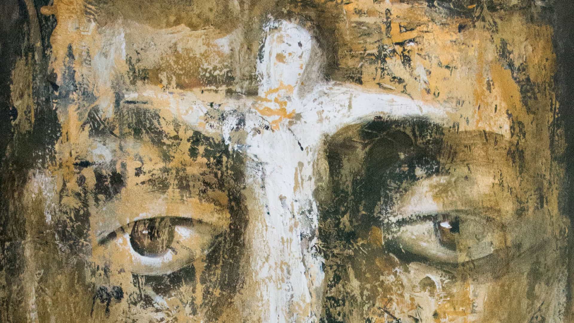 Painting of Jesus Face and the Cross