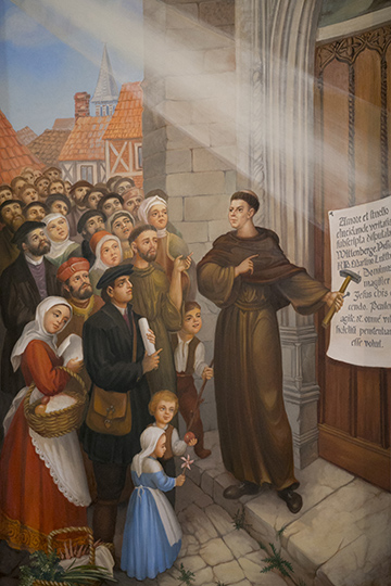 Martin Luther Nailing Theses Painting