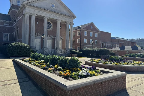 white female student outside