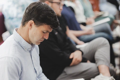 student in chapel