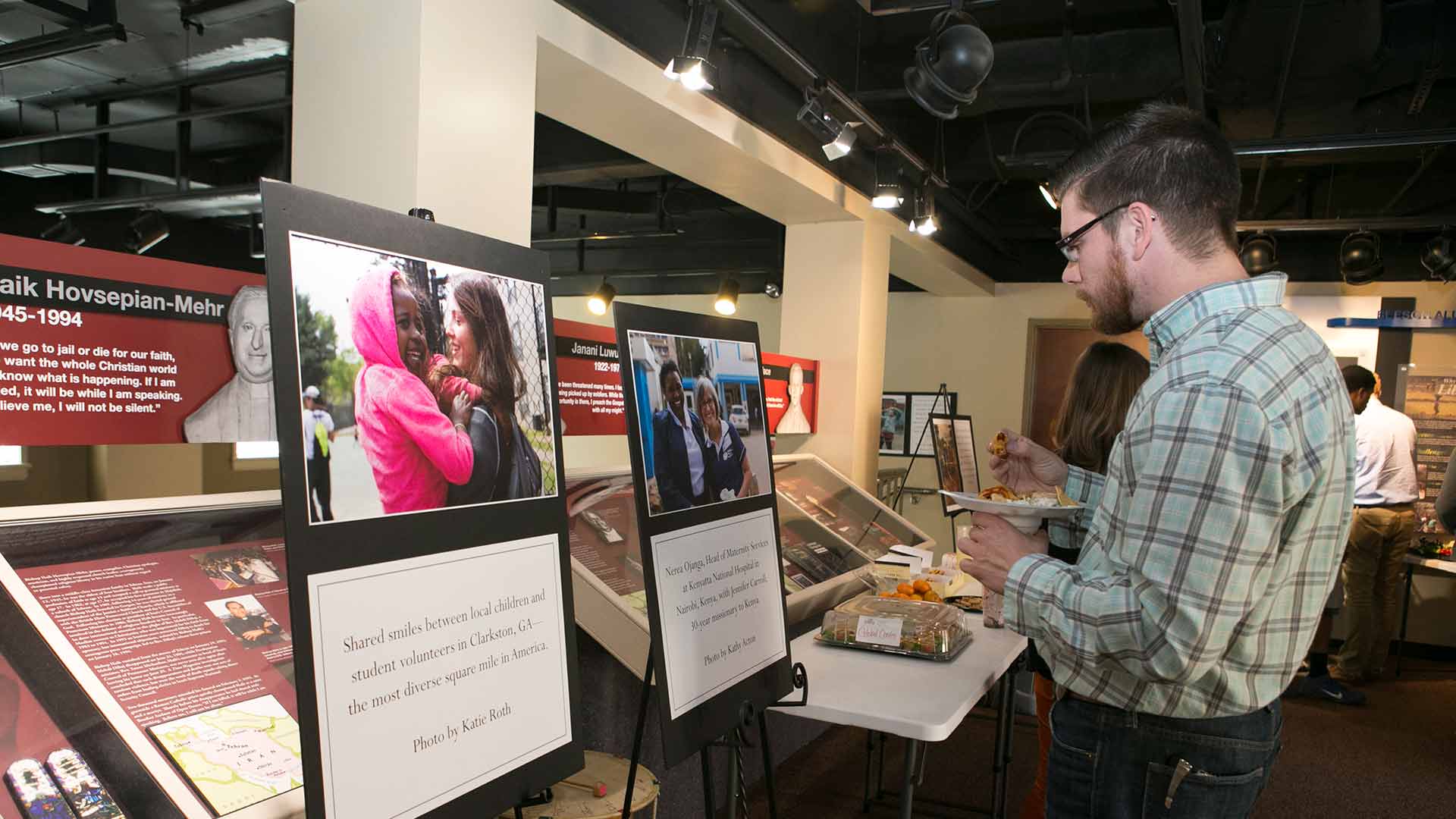 male student visiting missiography exhibit
