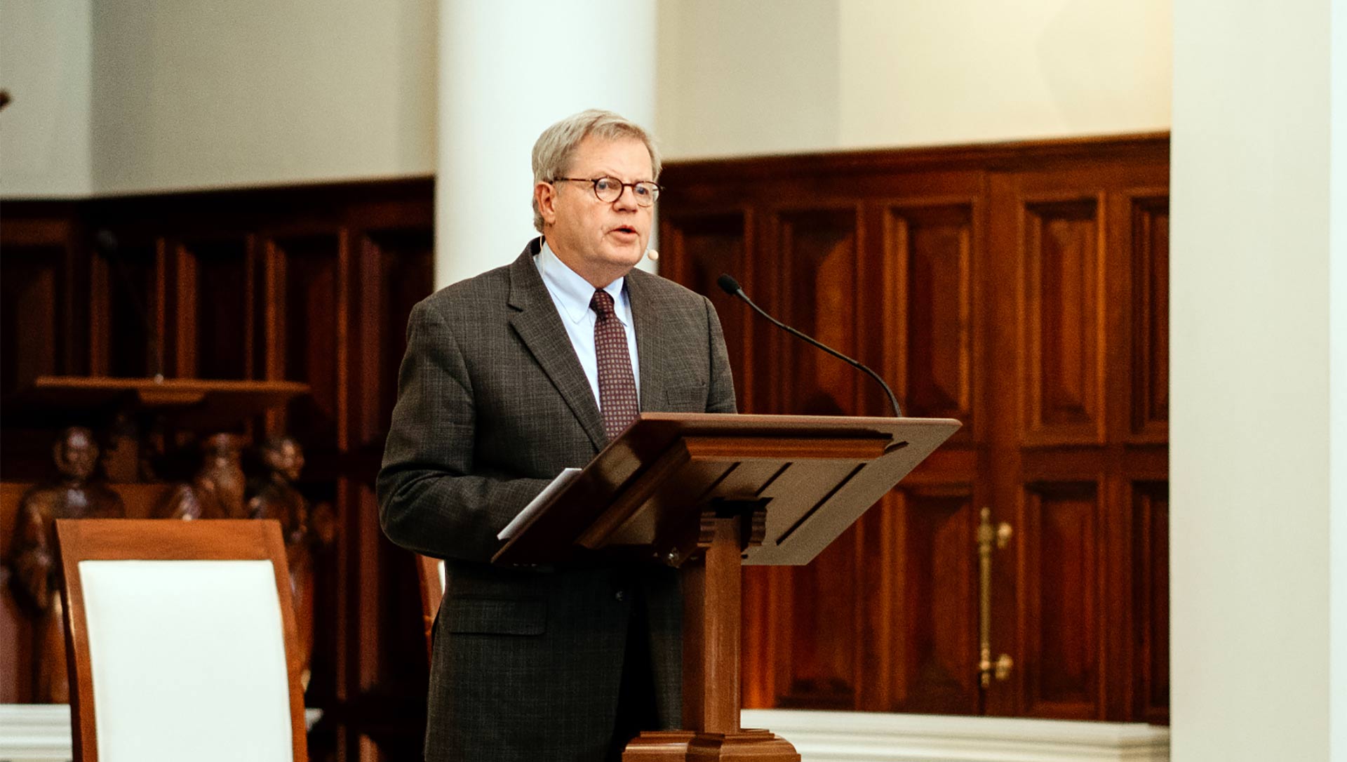 speaker in hodges chapel banner