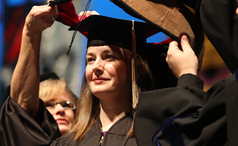 female student graduating