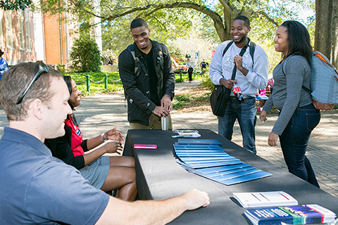 students on the plaza