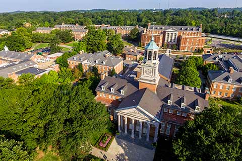 Aerial view of university library