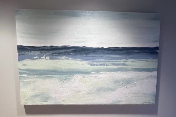 calm blue ocean painting