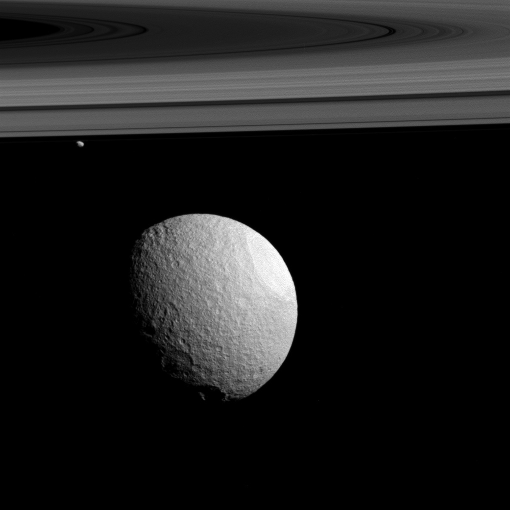 Tethys and Janus (and Saturn's Rings)