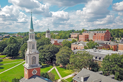 drone photo of campus