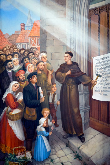 Martin Luther Nailing the 95 Theses to the Door