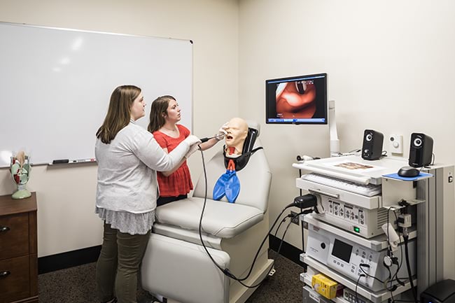 CSDS students in the Voice Swallowing Lab