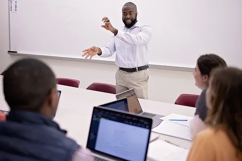 Professor Interacting with Students