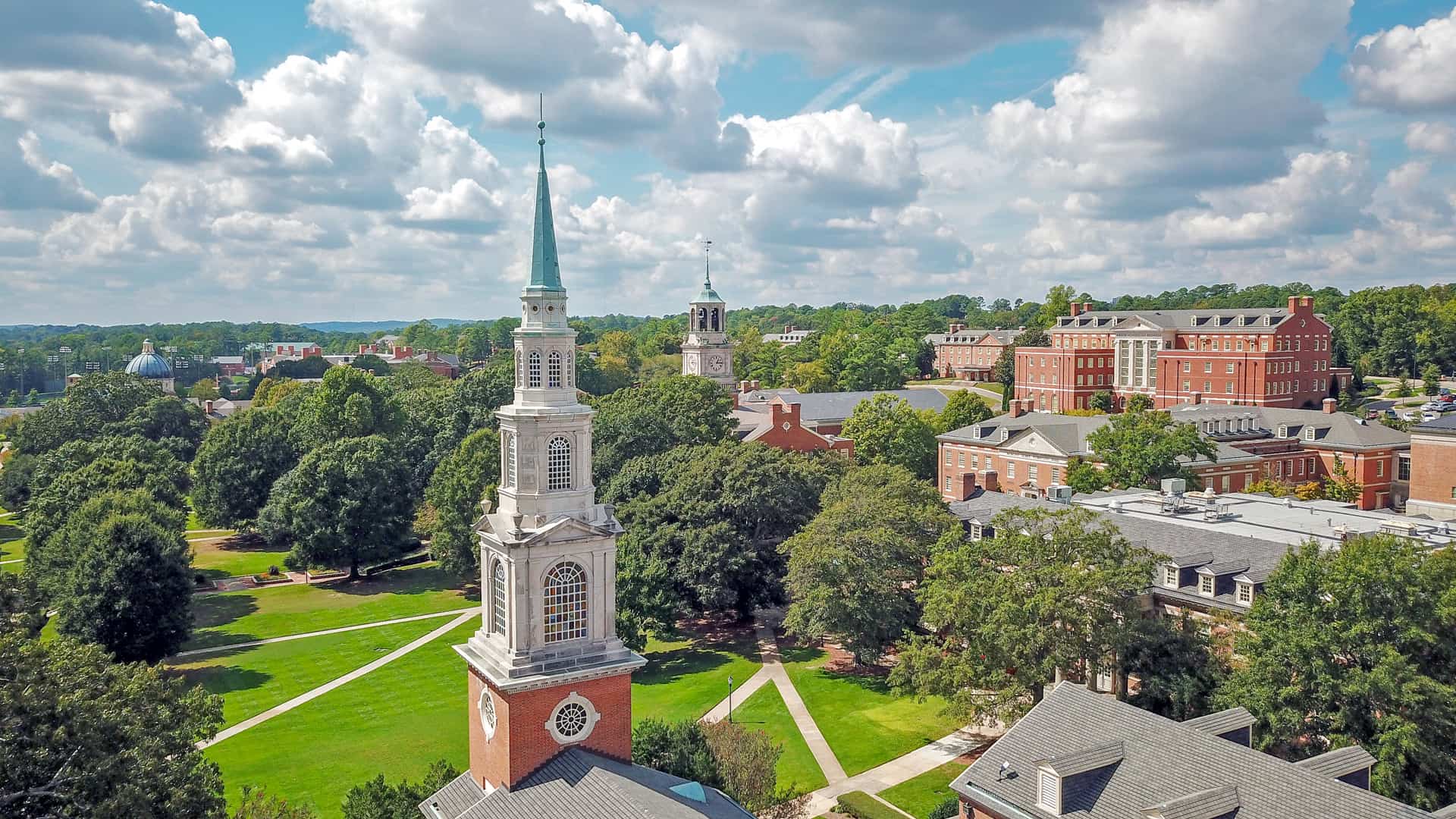 Samford Campus Aerial from Reid Chapel