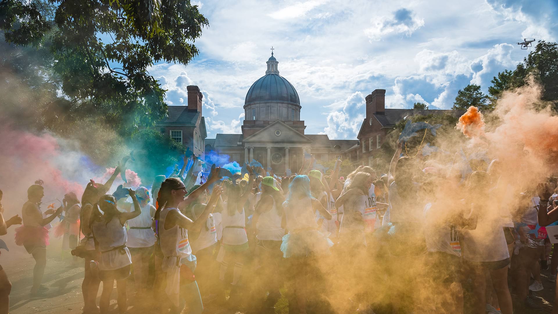 Colored Chalk Clouds on the Quad