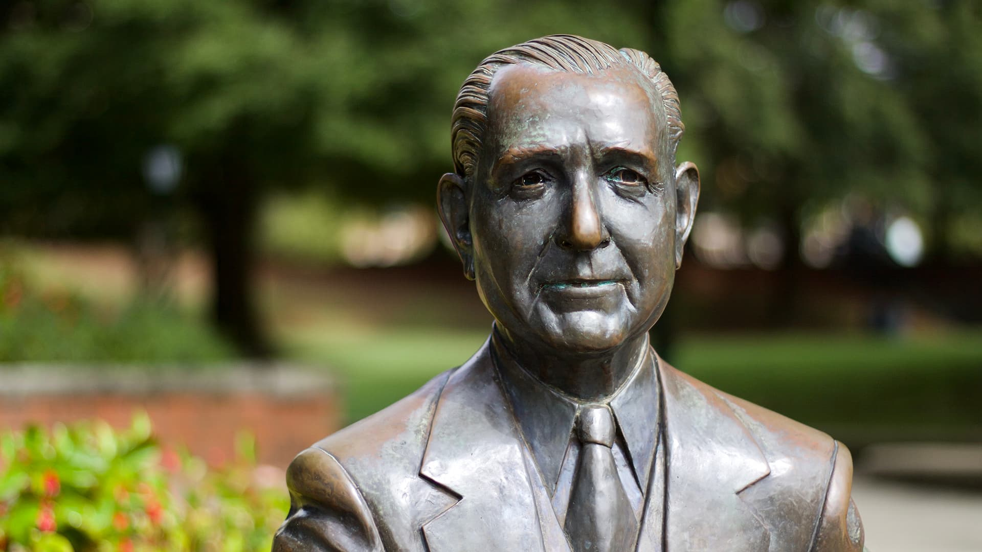beeson statue overlooking sherman circle