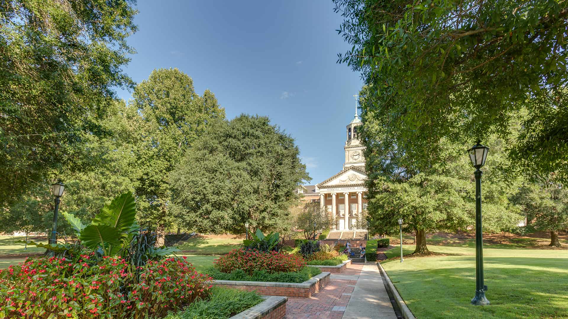 View of the Davis Library from Centennial Walk