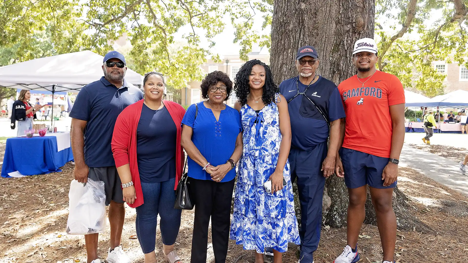 family of six attending family event