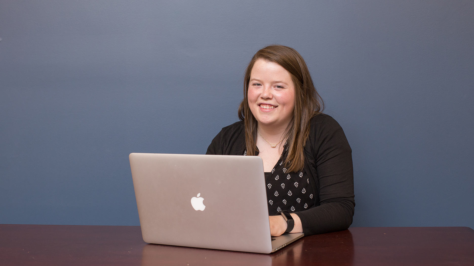 female student registering online