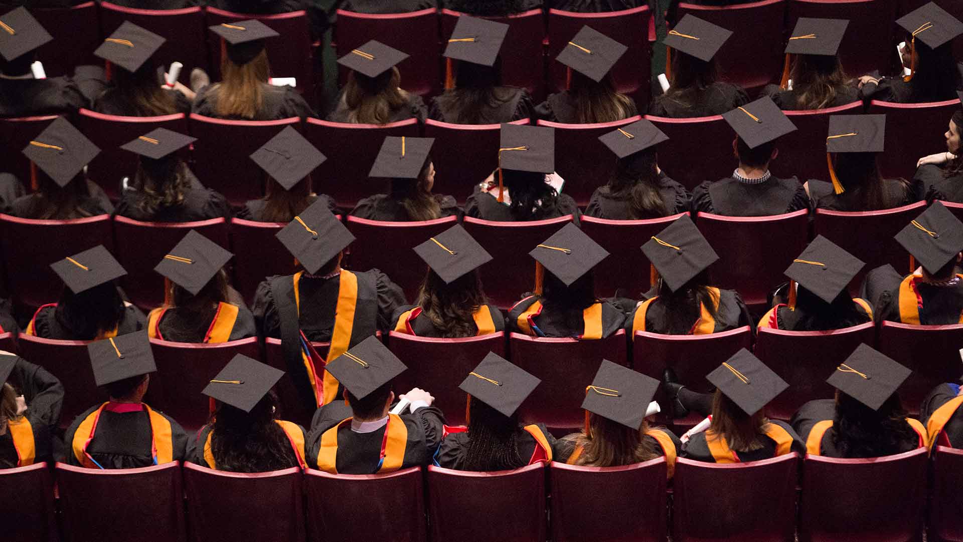 graduate caps from above