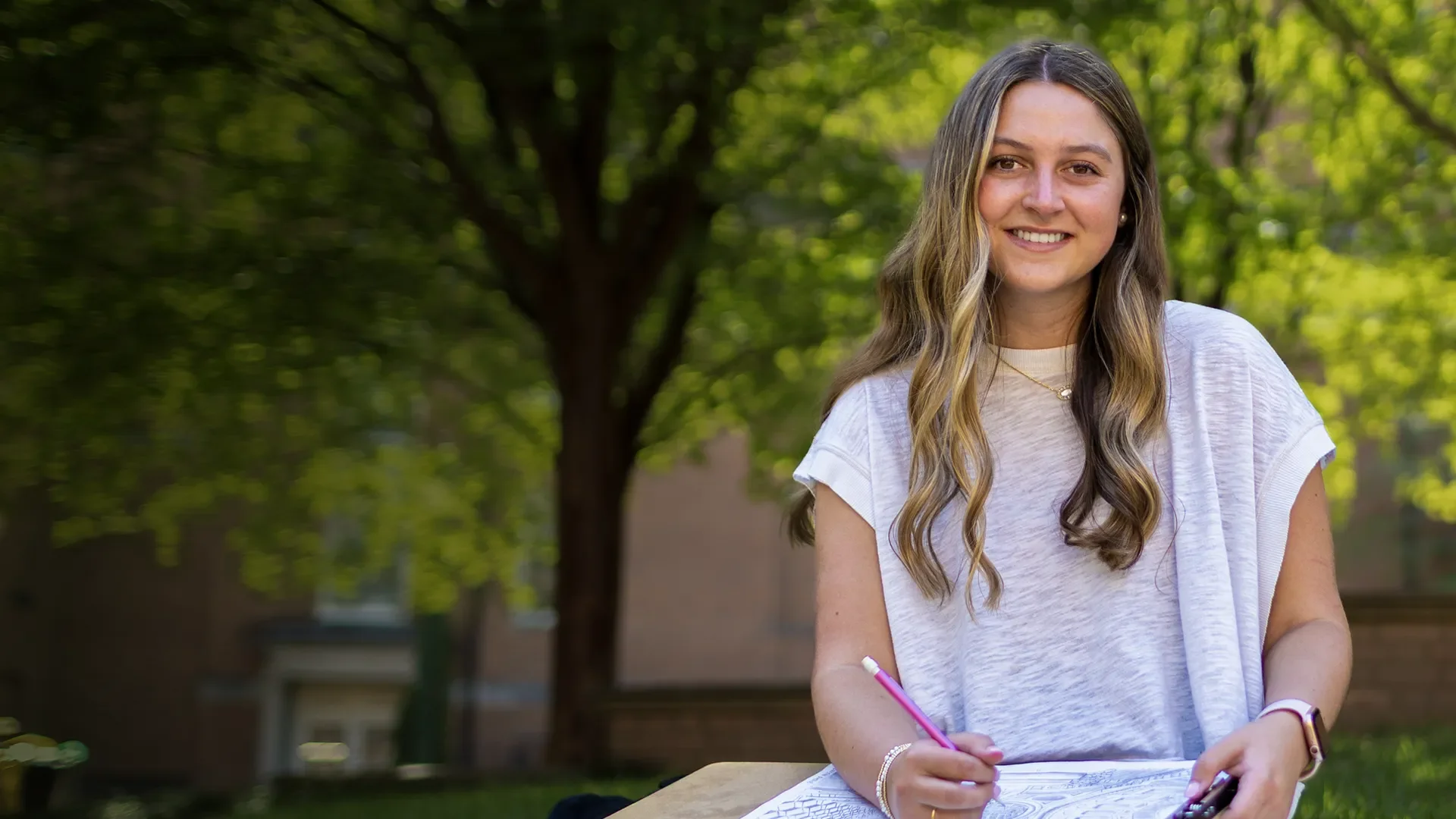 Female Student Outside