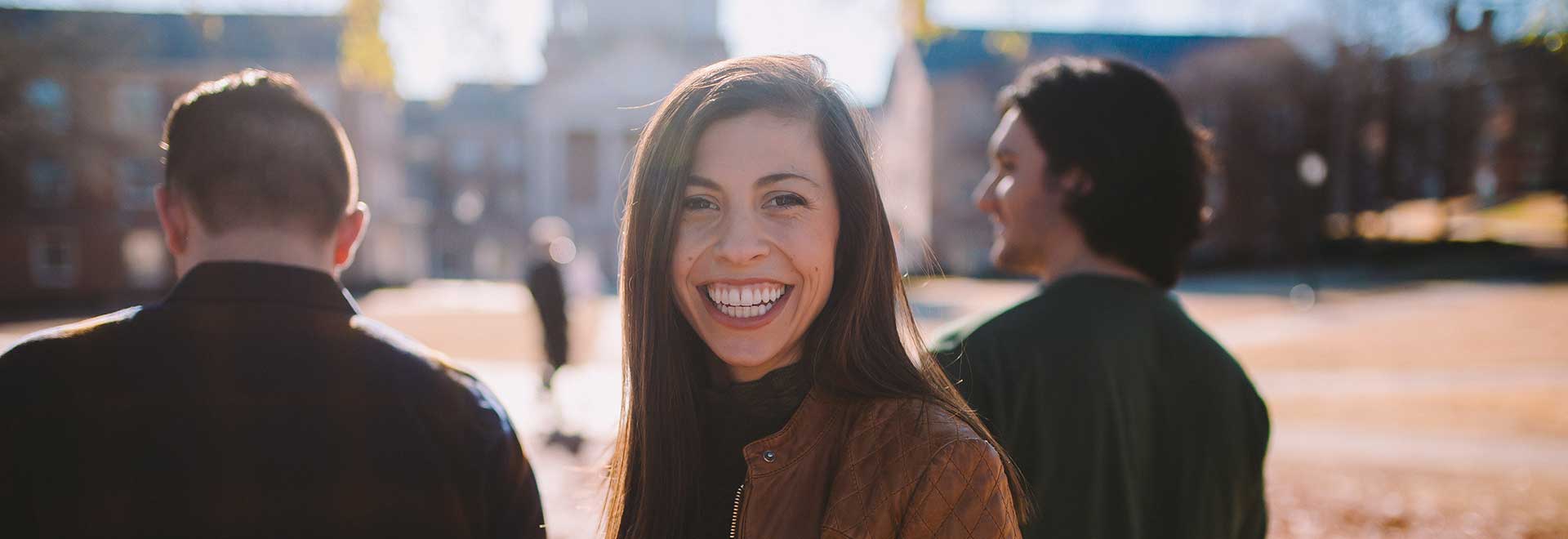 smiling female student Request More Info header