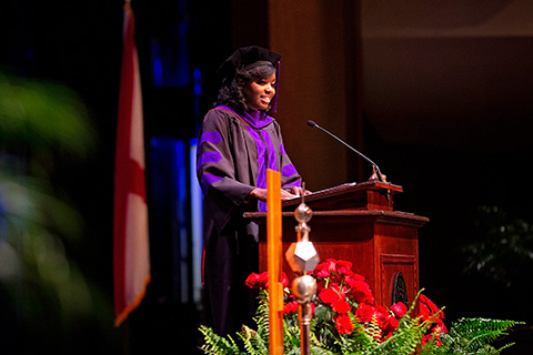 cumberland student speaking at commencement