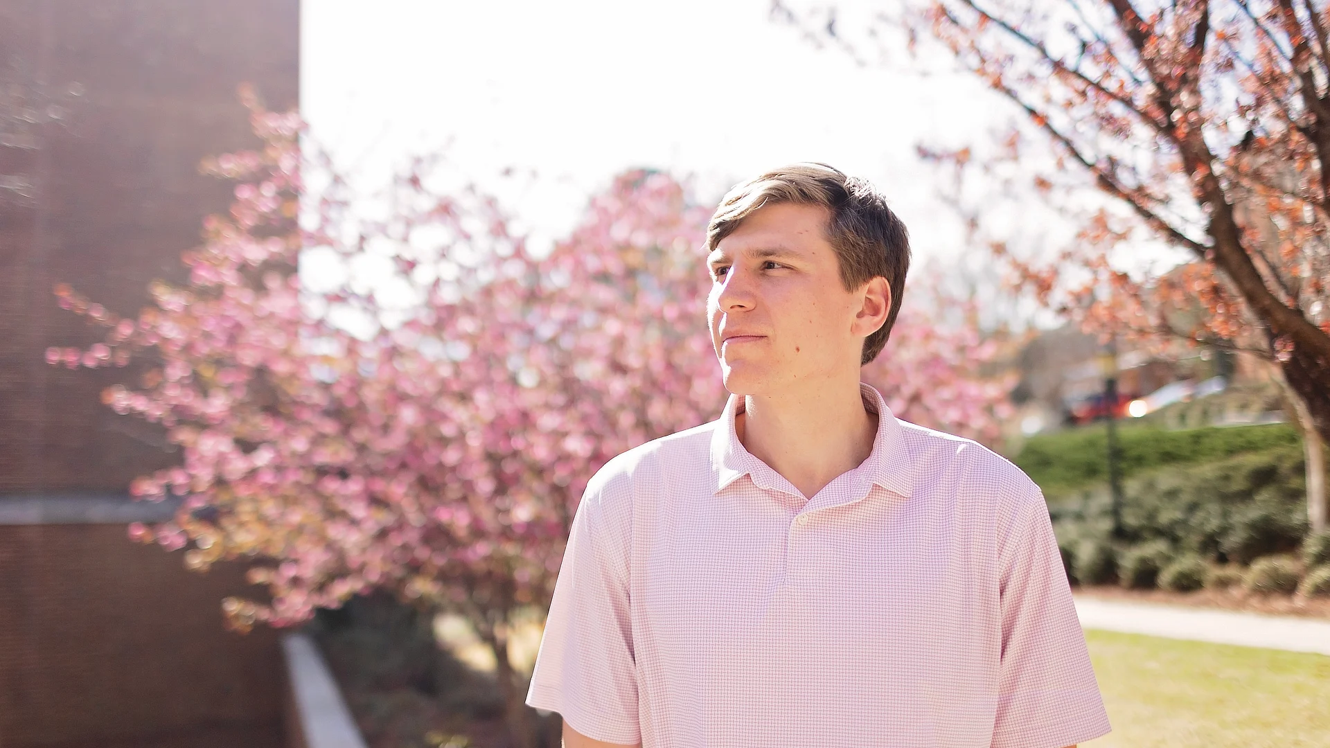 male law student looking into space