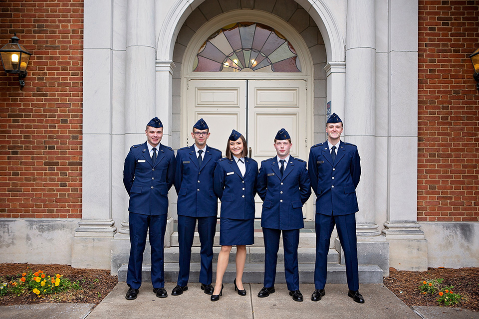 A group picture of the six cadets of Air Force ROTC detachment 012 honored at the ceremony..