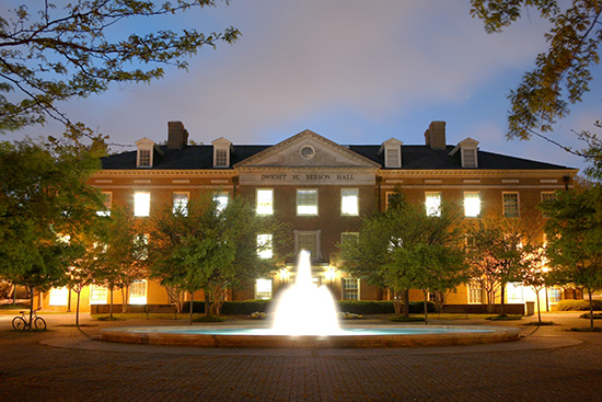 Dwight Beeson Hall at night