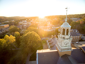 aerial campus with sunset