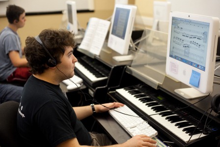 male student at music camp