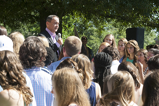 president westmoreland speaking to freshmen