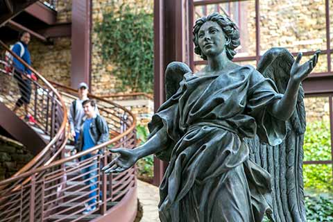 nursing angel with students on stairs