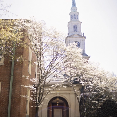 Reid Chapel with blooming trees