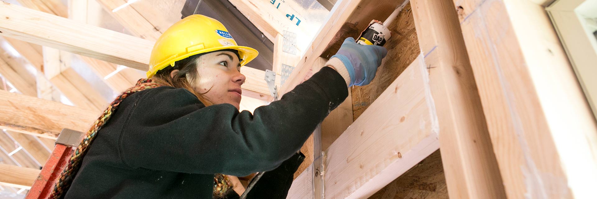 samford student at construction site