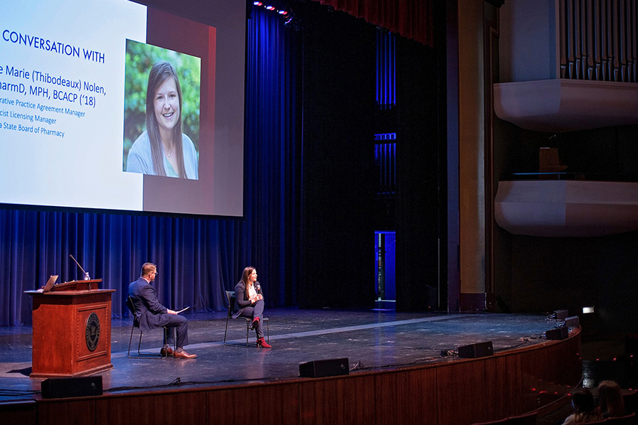 Anne Marie Nolen speaks at the 2020 State of the School Address for McWhorter School of Pharmacy.