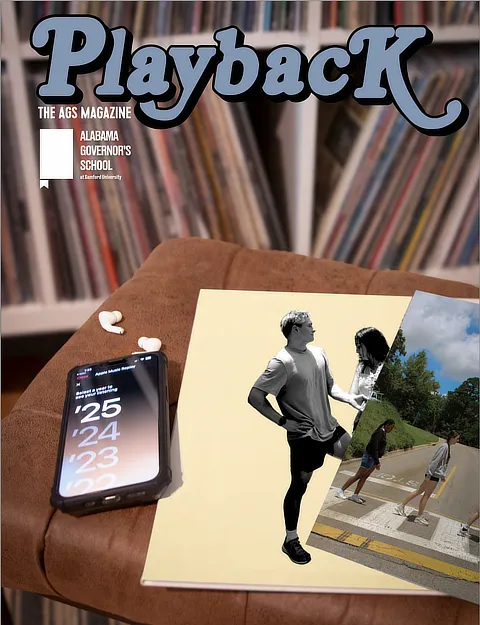 phone and magazine on desk