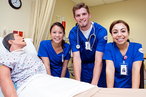 nursing students in lab