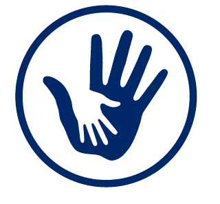 small hand in large hand icon