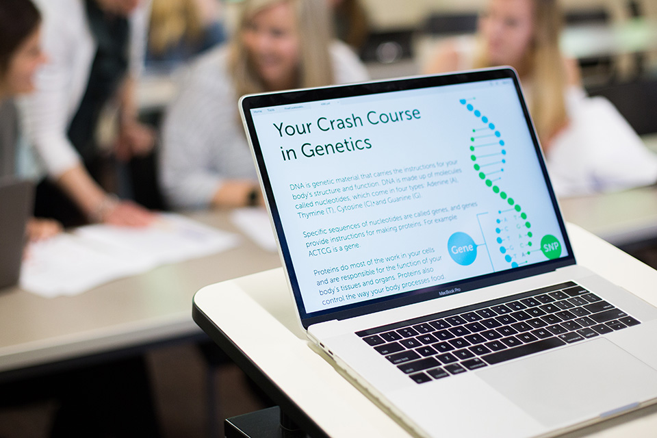A computer screen showing a presentation for the Nutrigenomics class.